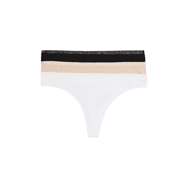 Tommy Hilfiger 3-Pack Logo Lace Thong Black/White/Misty Blush