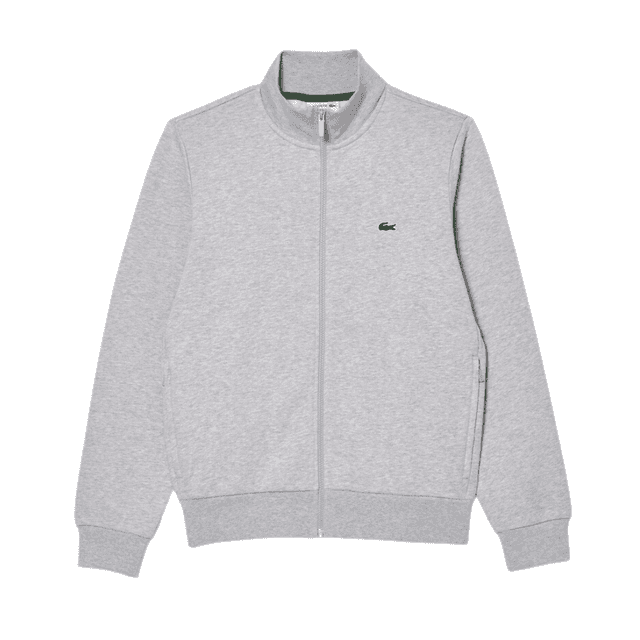 Lacoste Zip-Up High Neck Sweatshirt Silver Chine