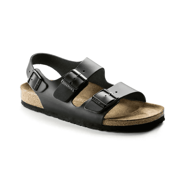 Birkenstock Milano Natural Leather Black Regular