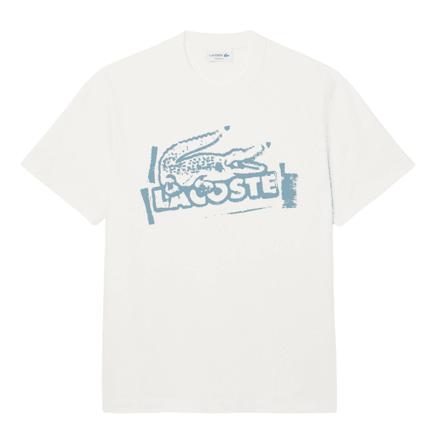 Lacoste Classic Fit Print Jersey T-Shirt Flour/Limestone