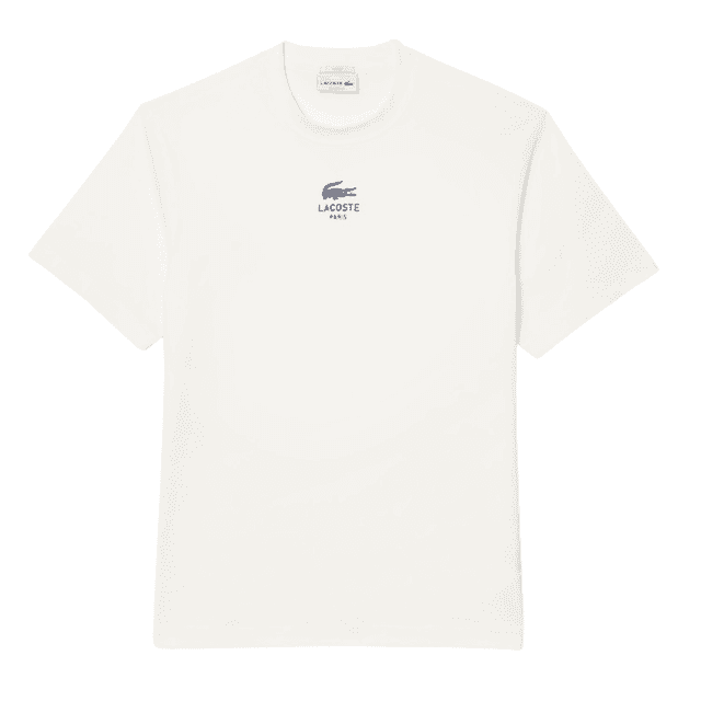 Lacoste Signature Brand Print Cotton T-Shirt Flour