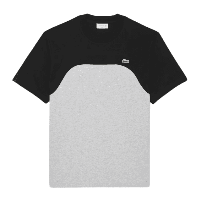 Lacoste Classic Fit Colour Block T-Shirt Silver Chine/Black