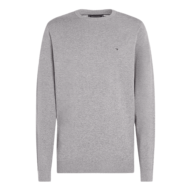 Tommy Hilfiger Flag Crew Neck Jumper Medium Grey Heather