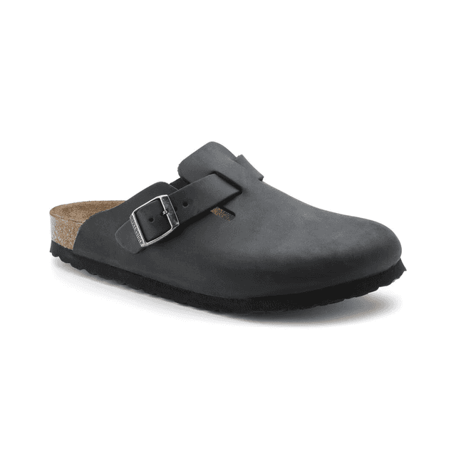 Birkenstock Boston Natural Leather Oiled Black Narrow
