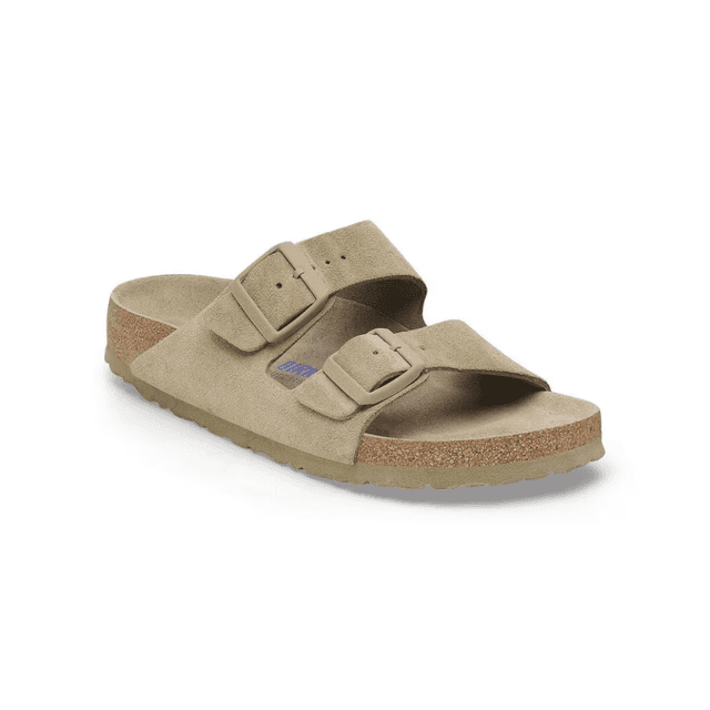 Birkenstock Arizona Soft Footbed Suede Leather Faded Khaki Narrow