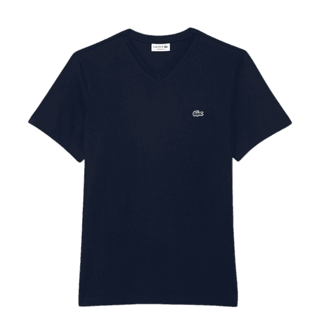 Lacoste Midweight Jersey V-Neck T-Shirt Navy Blue