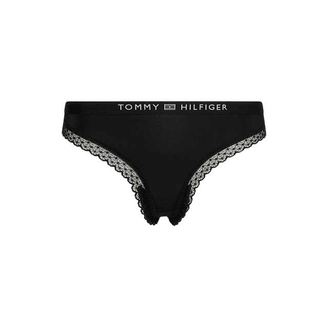 Tommy Hilfiger Logo Lace Thong Briefs Black
