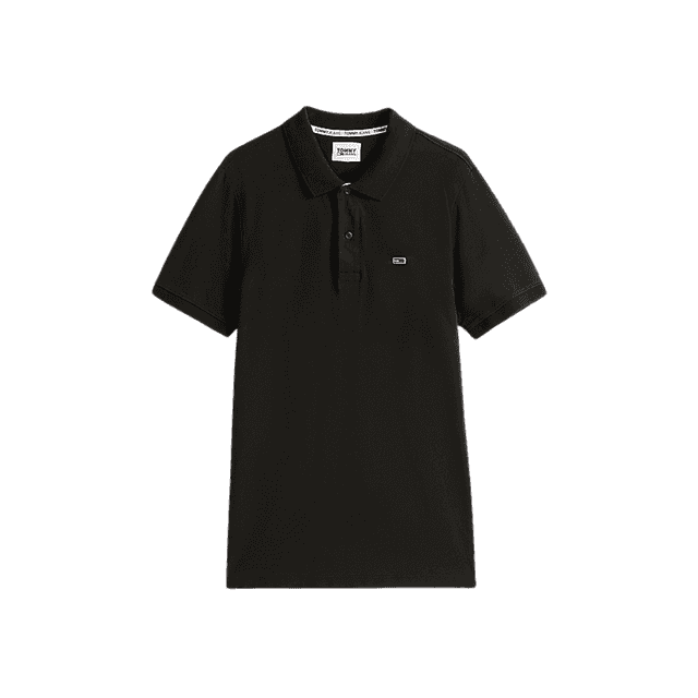 Tommy Jeans Slim Placket Polo Shirt Black