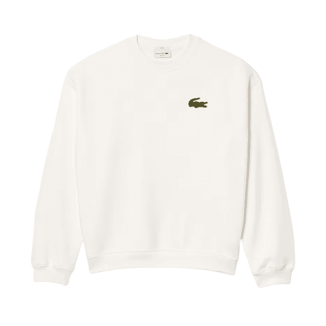 Lacoste Loose Fit Badge Fleece Sweatshirt Flour