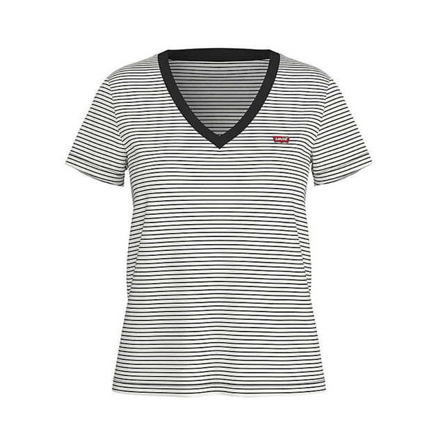 Levi's Perfect V Neck Tee Annalise Stripe Cloud Dancer