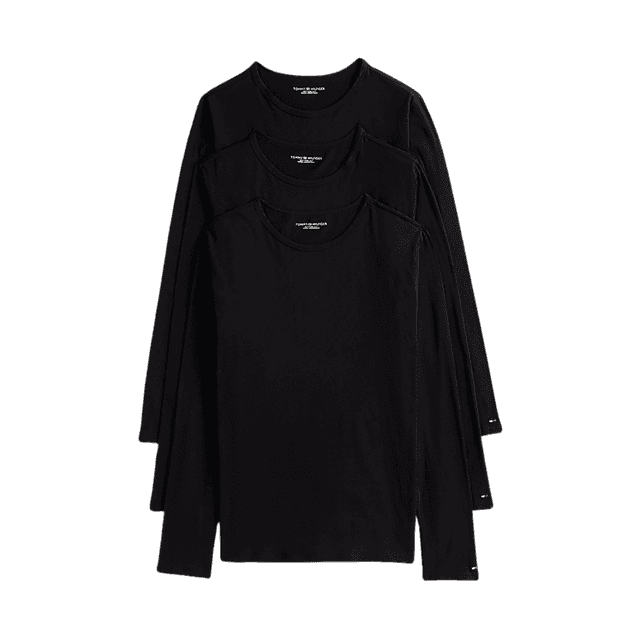 Tommy Hilfiger 3 Pack Long Sleeve Tee Black