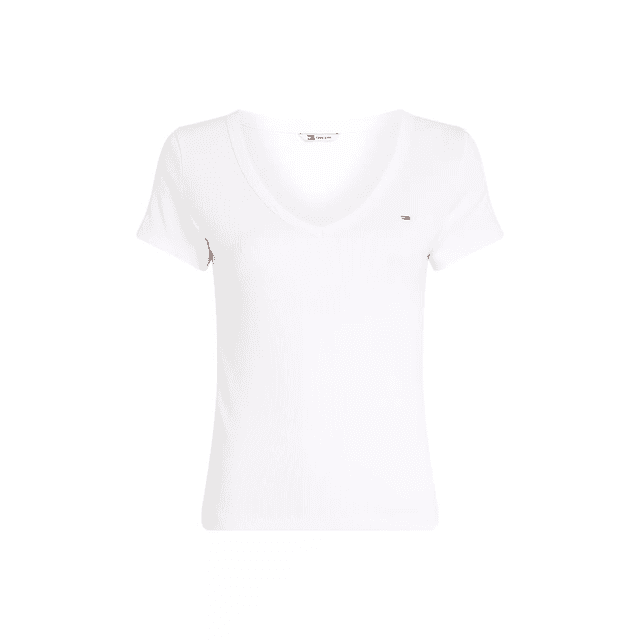 Tommy Jeans Essential V Neck Slim Fit T-Shirt White