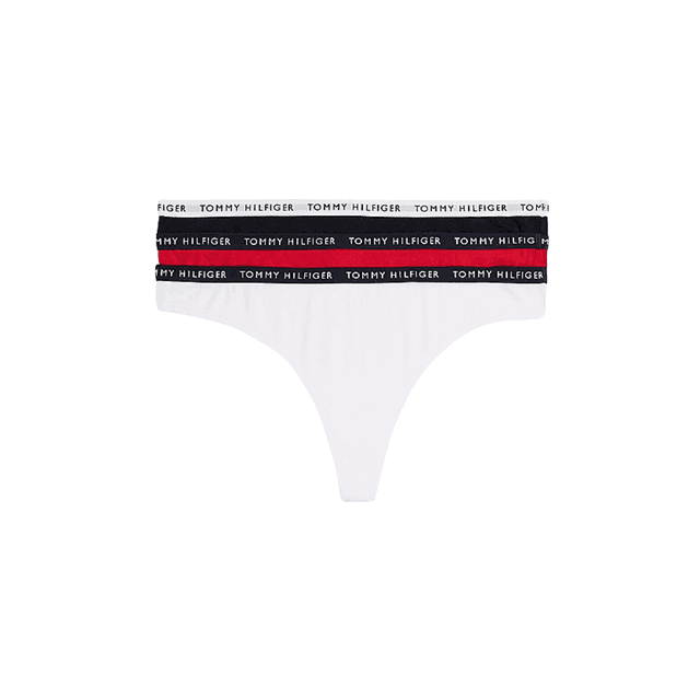 Tommy Hilfiger 3-Pack Logo Waistband Thongs Desert Sky/White/Primary Red