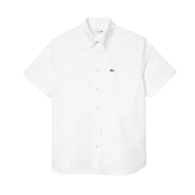 Lacoste Regular Fit Short Sleeve Oxford Shirt White