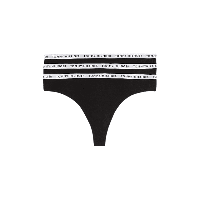 Tommy Hilfiger 3-Pack Logo Waistband Thongs Black