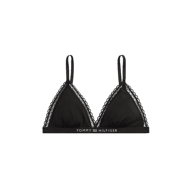 Tommy Hilfiger Lace Unlined Triangle Bra Black