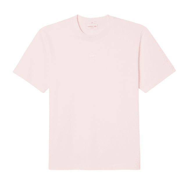 Lacoste Signature Brand Print Cotton T-Shirt Flamingo