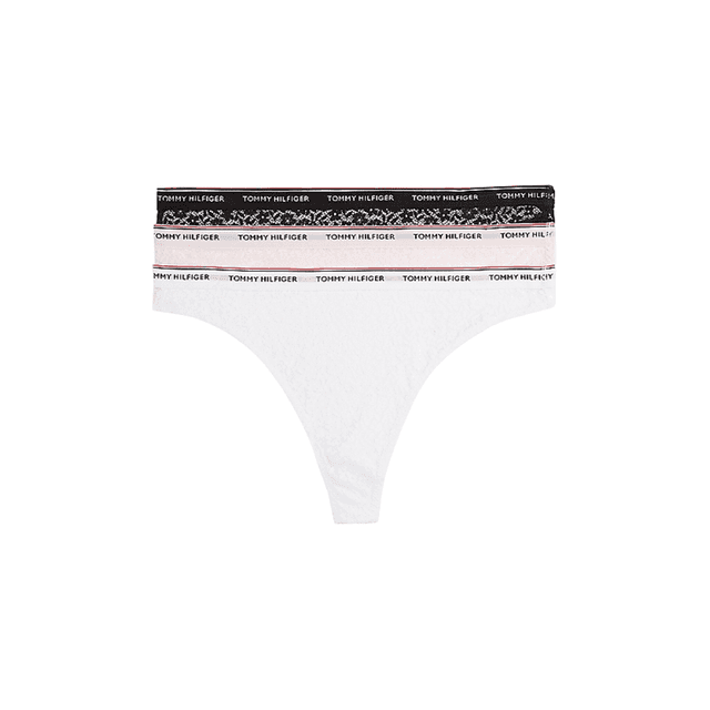 Tommy Hilfiger 3-Pack Lace Thong Black/White/Light Pink