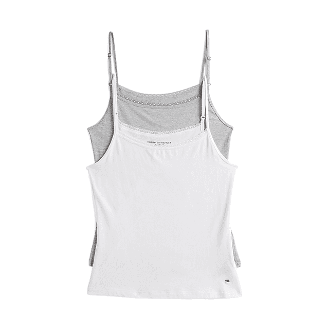 Tommy Hilfiger 2-Pack Lace Trim Camis White/Grey Heather