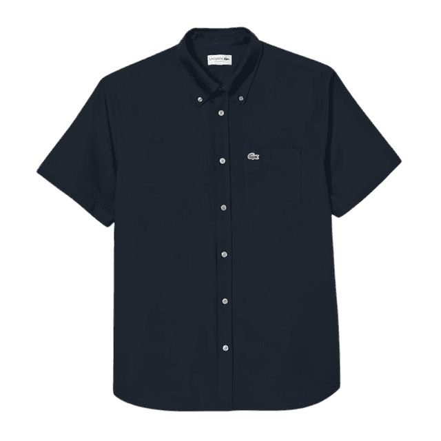 Lacoste Regular Fit Short Sleeve Oxford Shirt Navy Blue