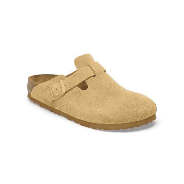 Birkenstock Boston Suede Leather Latte Cream Narrow