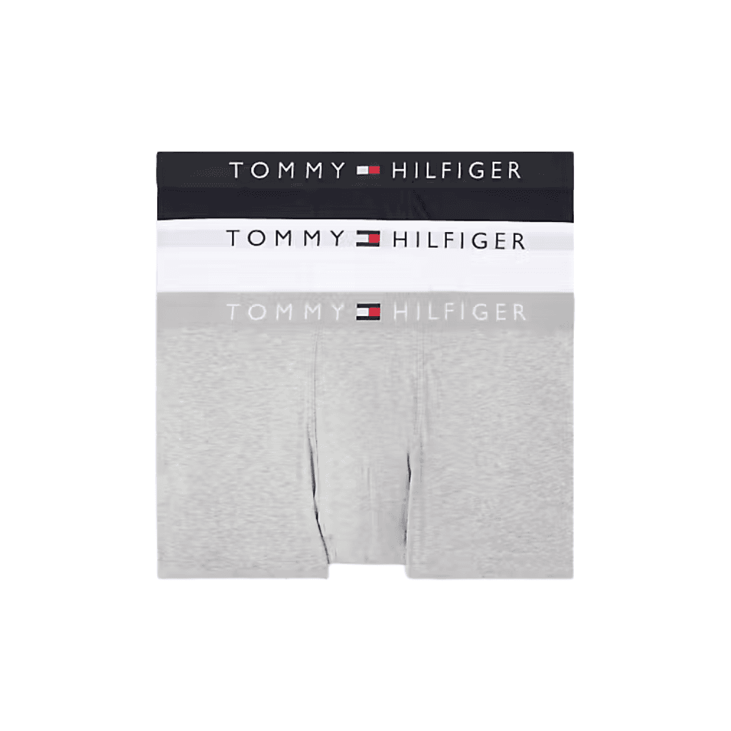 Tommy Hilfiger 3 Pack Trunks Waistband Grey Heather/White/Desert Sky
