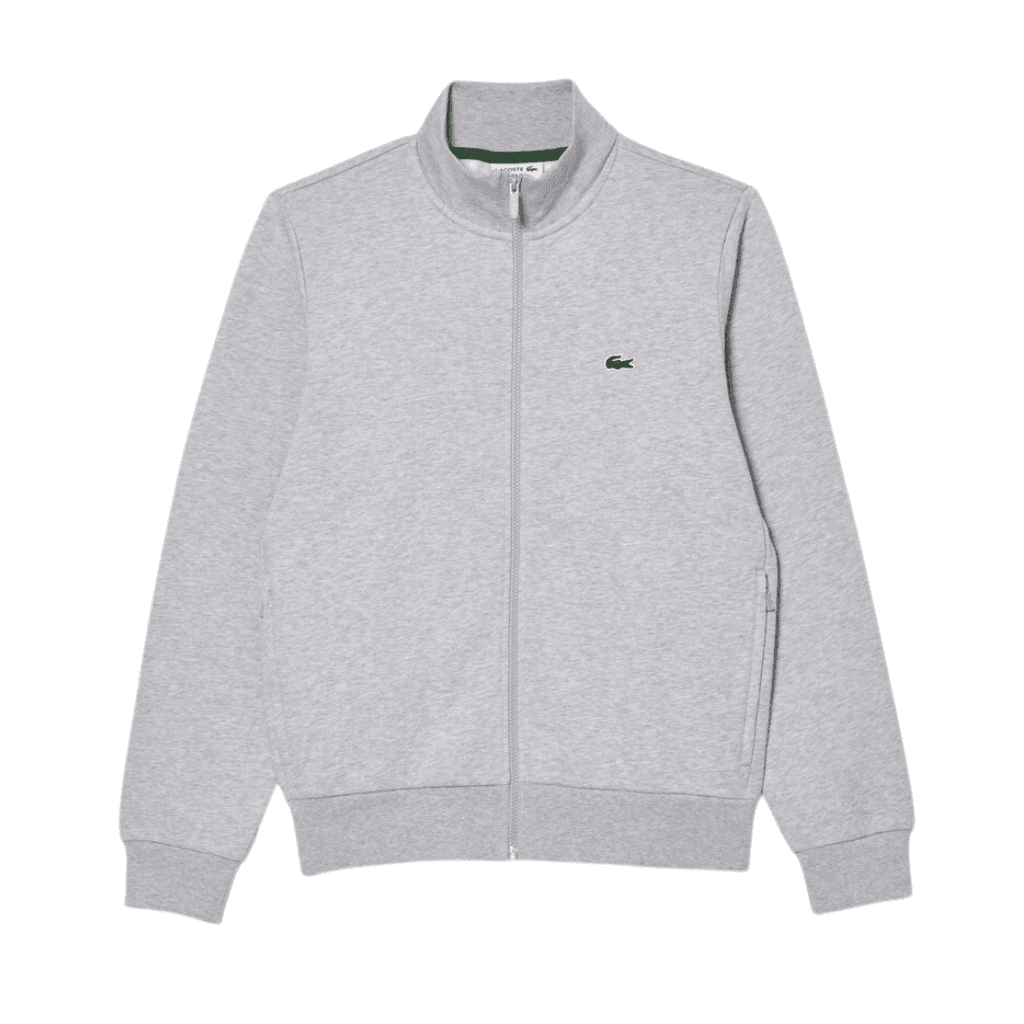 Lacoste Zip-Up High Neck Sweatshirt Silver Chine