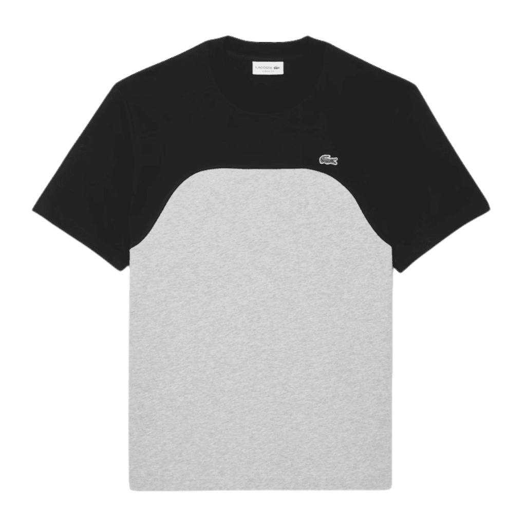 Lacoste Classic Fit Colour Block T-Shirt Silver Chine/Black