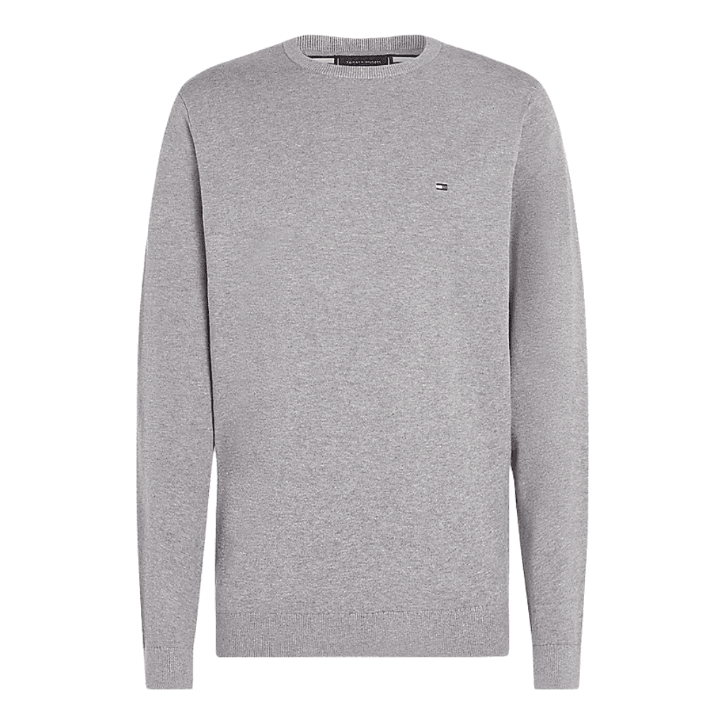 Tommy Hilfiger Flag Crew Neck Jumper Medium Grey Heather