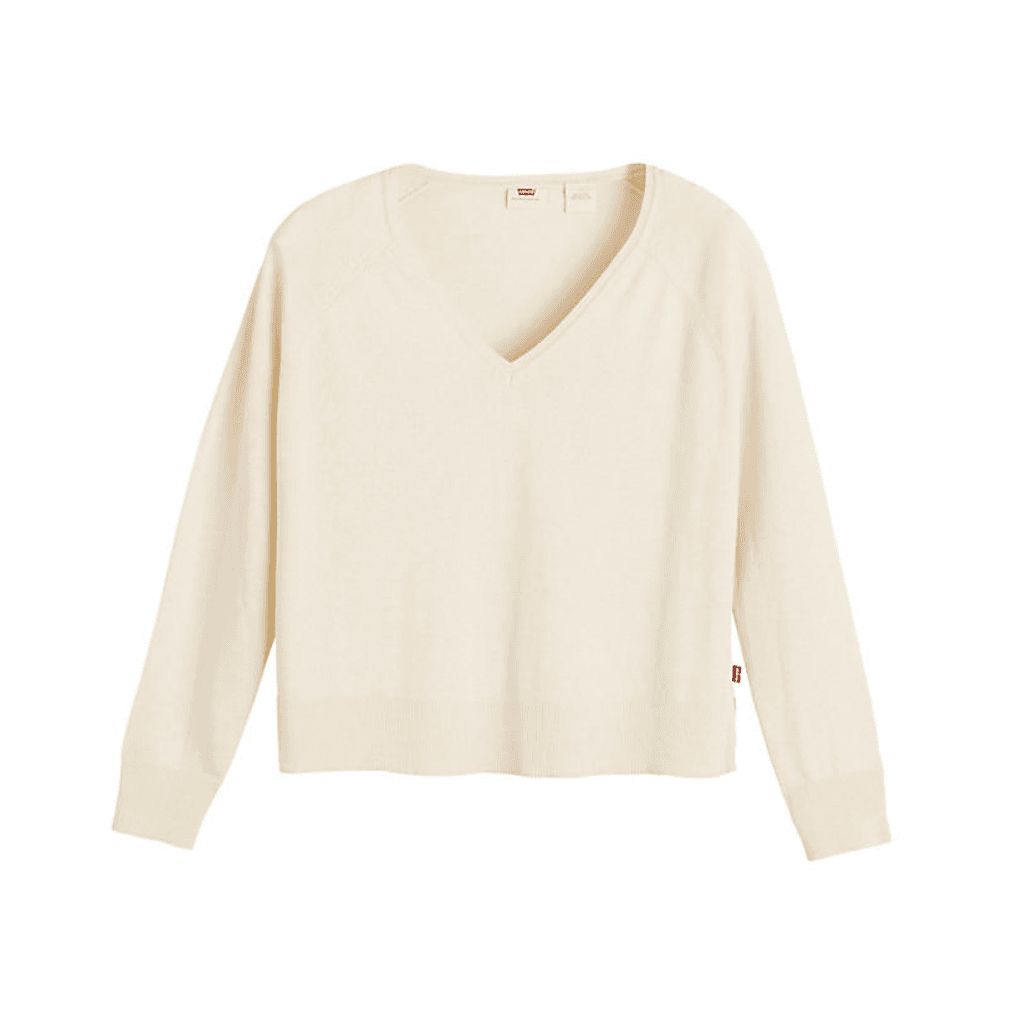 Levi's Petal V Neck Sweater White Swan