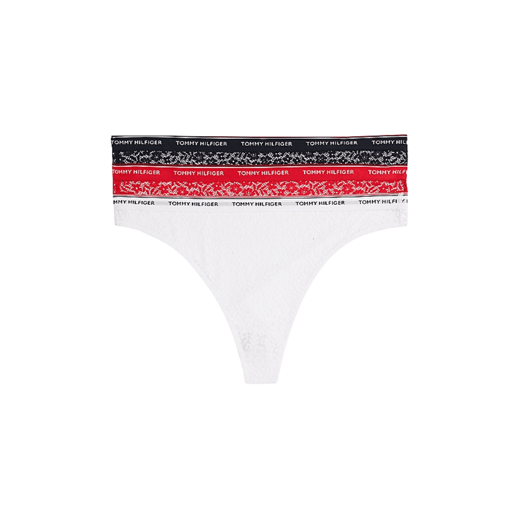 Tommy Hilfiger 3-Pack Lace Thong Desert Sky/White/Primary Red