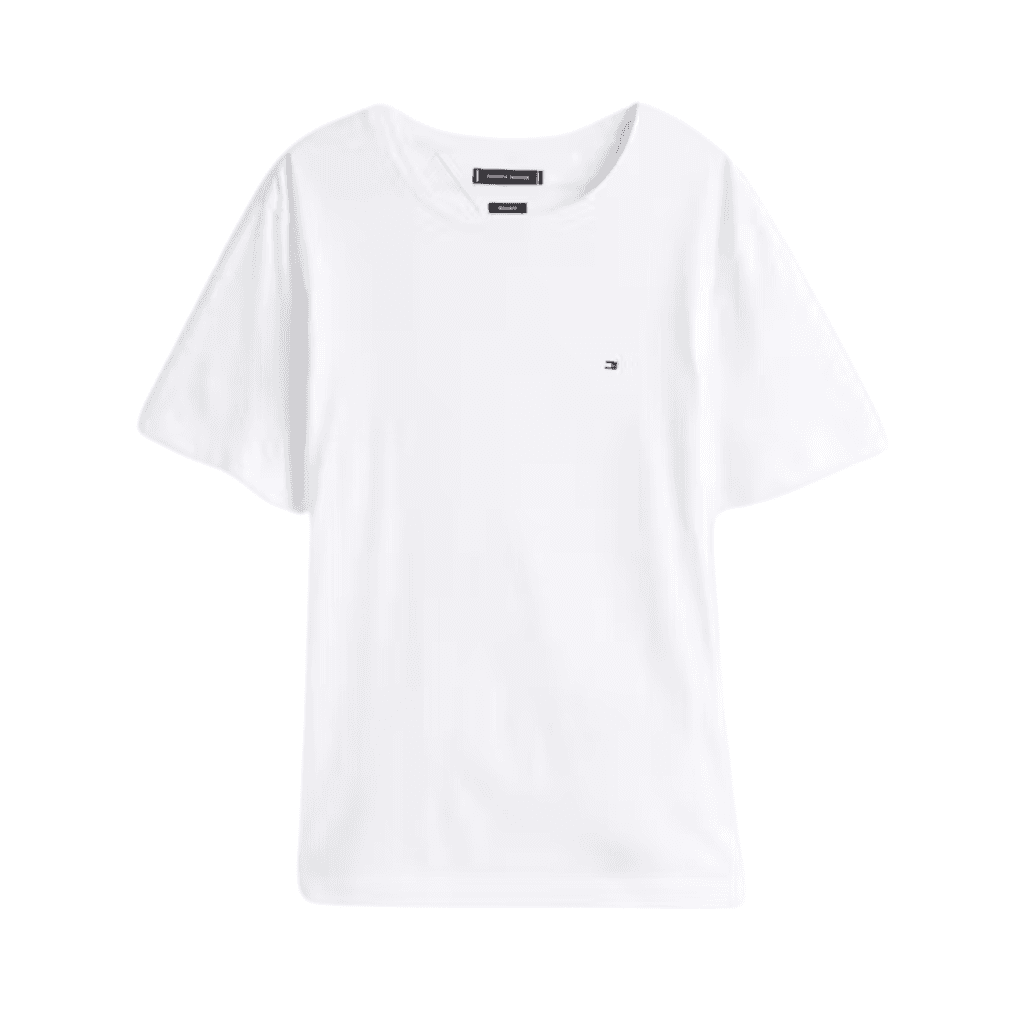 Tommy Hilfiger Flag Embroidered Crew T-Shirt White