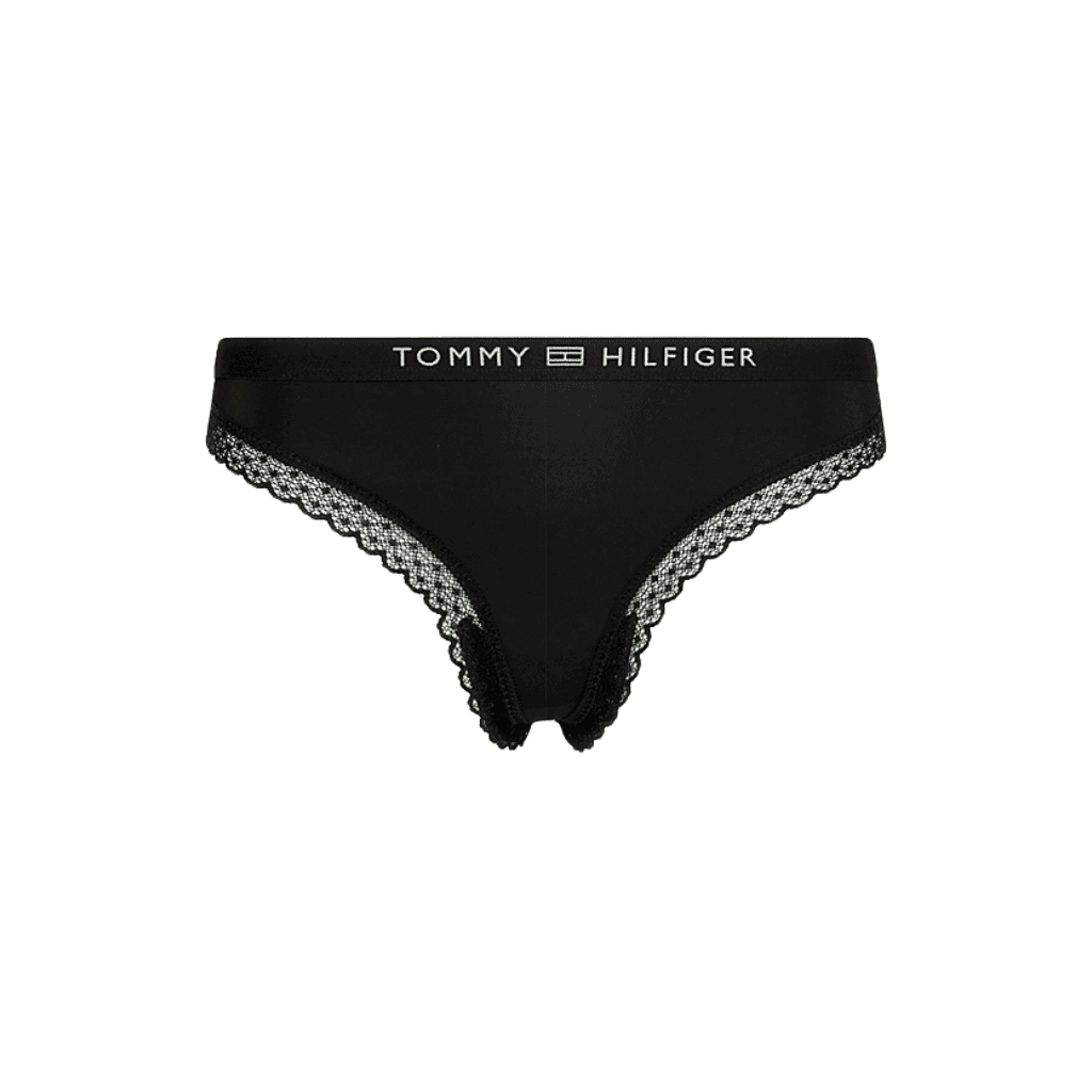 Tommy Hilfiger Logo Lace Thong Briefs Black