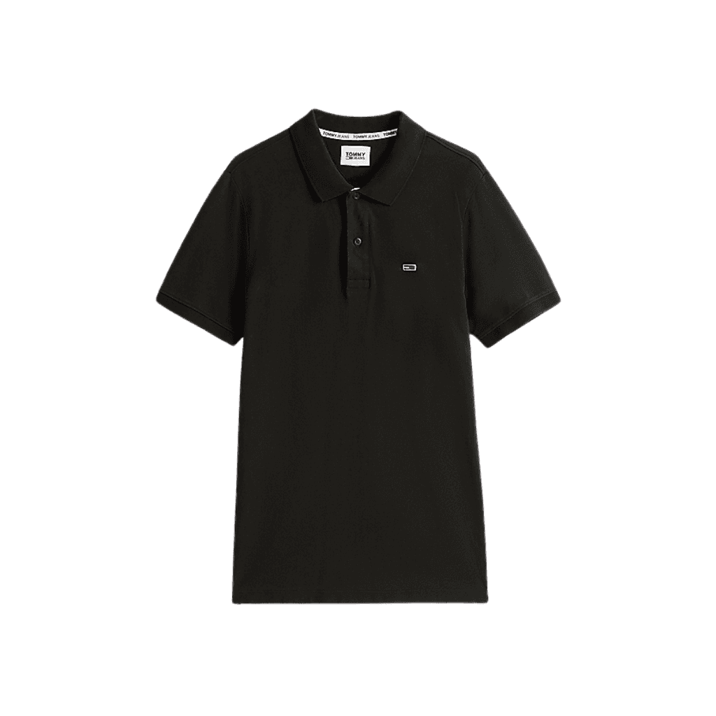 Tommy Jeans Slim Placket Polo Shirt Black