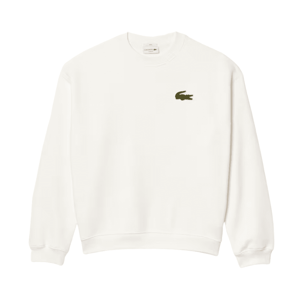 Lacoste Loose Fit Badge Fleece Sweatshirt Flour