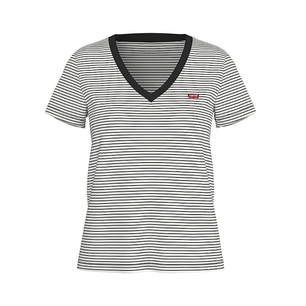 Levi's Perfect V Neck Tee Annalise Stripe Cloud Dancer