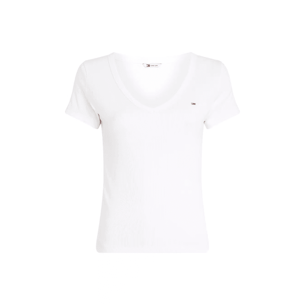 Tommy Jeans Essential V Neck Slim Fit T-Shirt White