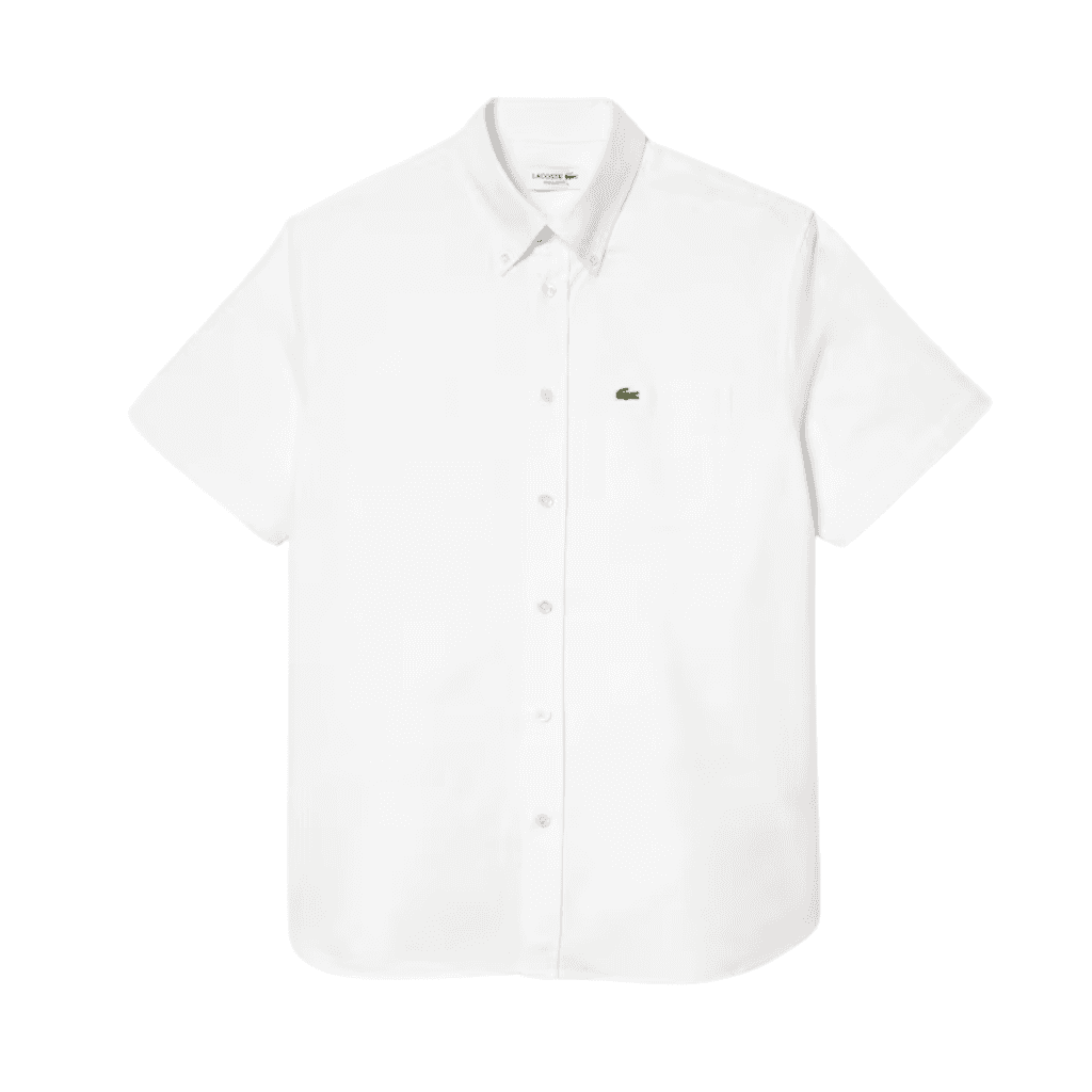 Lacoste Regular Fit Short Sleeve Oxford Shirt White