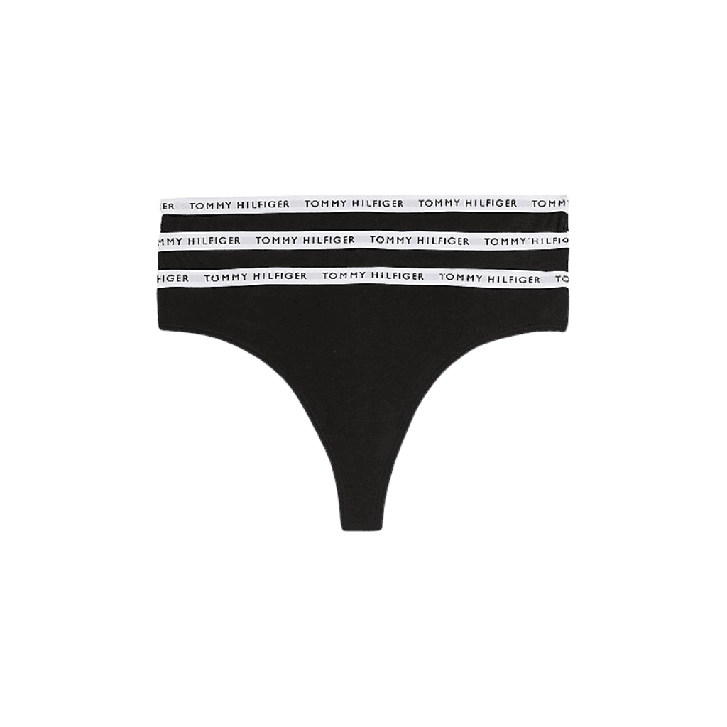 Tommy Hilfiger 3-Pack Logo Waistband Thongs Black