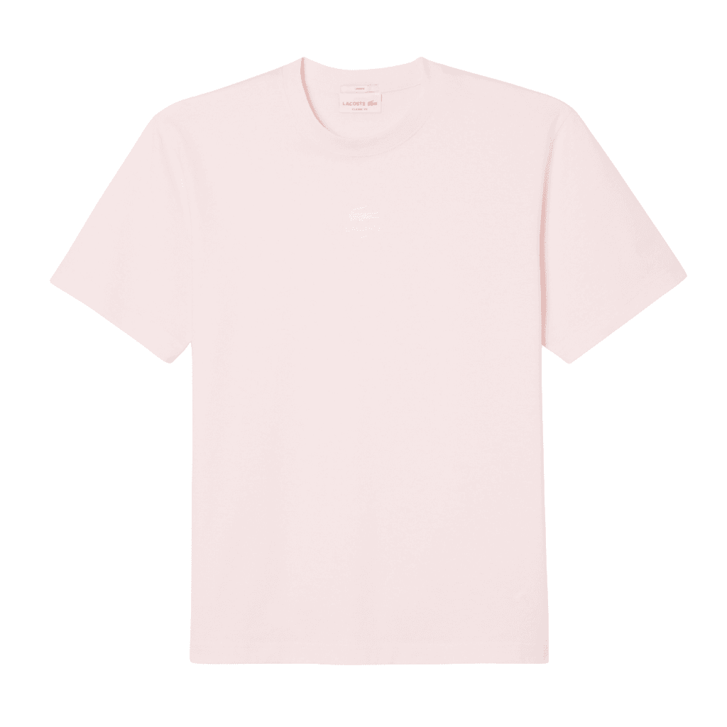 Lacoste Signature Brand Print Cotton T-Shirt Flamingo
