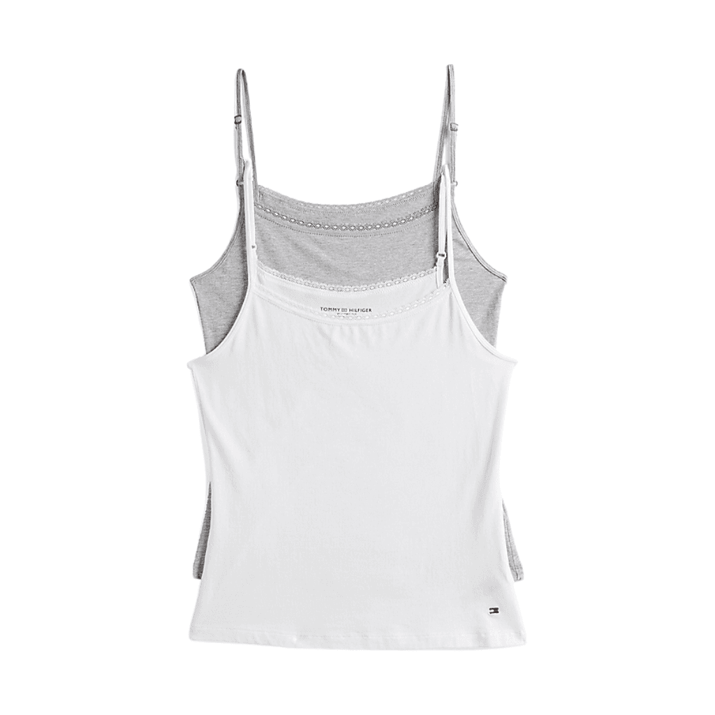 Tommy Hilfiger 2-Pack Lace Trim Camis White/Grey Heather