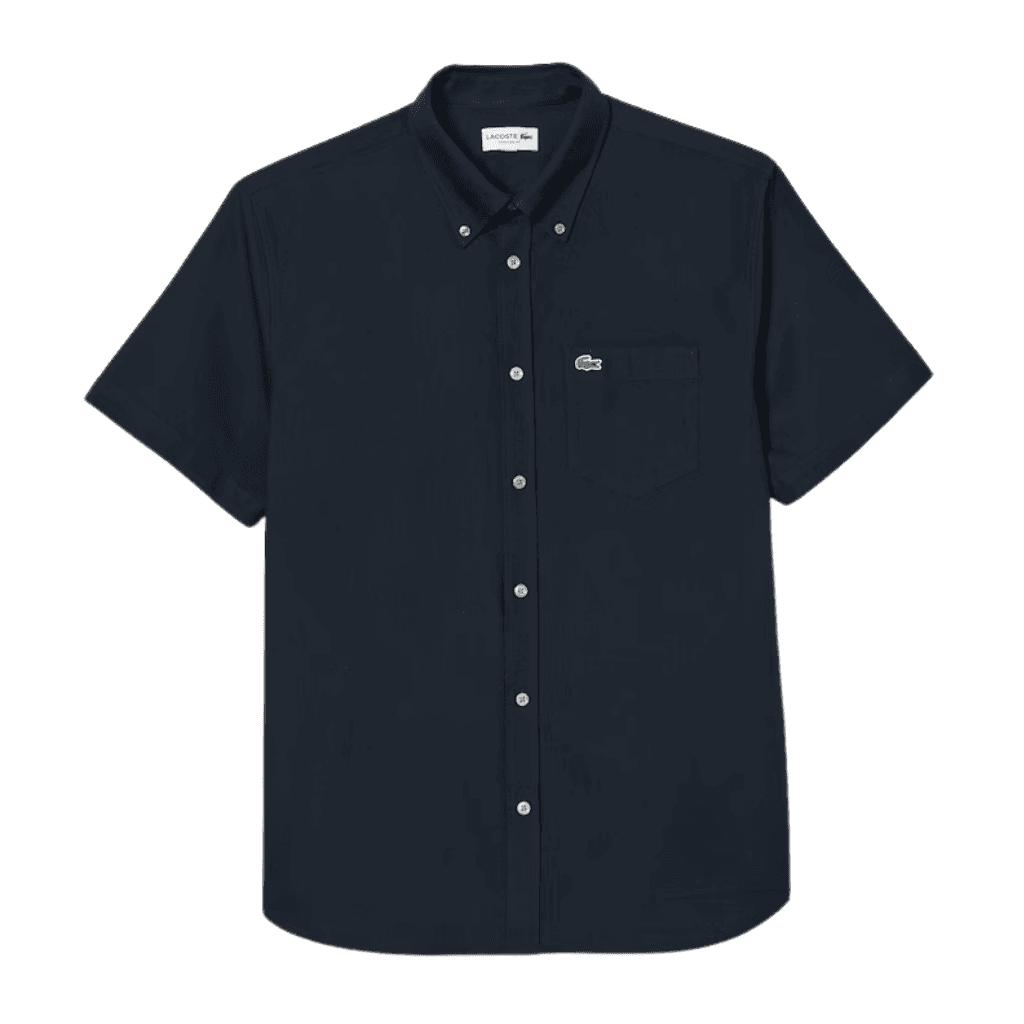 Lacoste Regular Fit Short Sleeve Oxford Shirt Navy Blue
