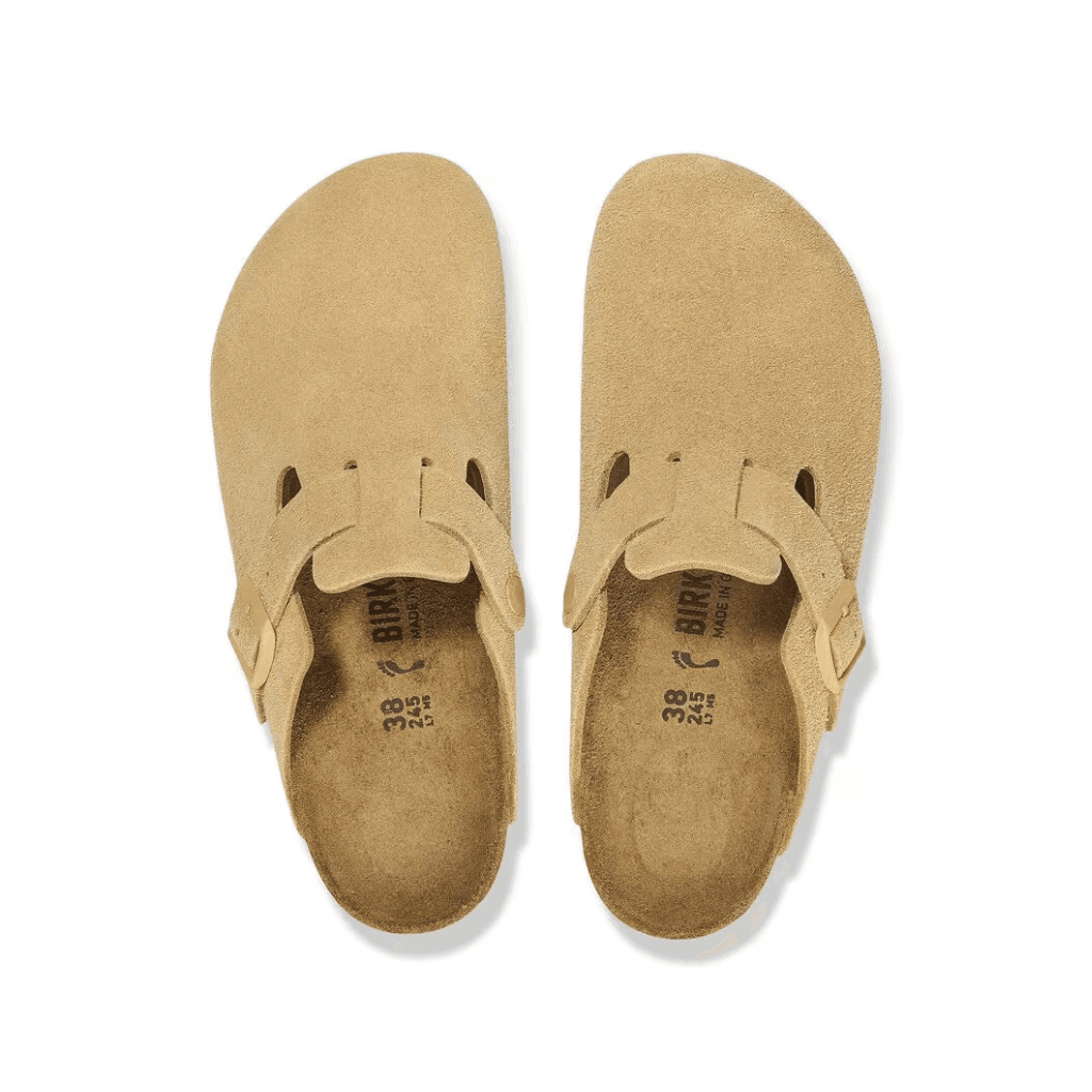 Birkenstock Boston Suede Leather Latte Cream Narrow