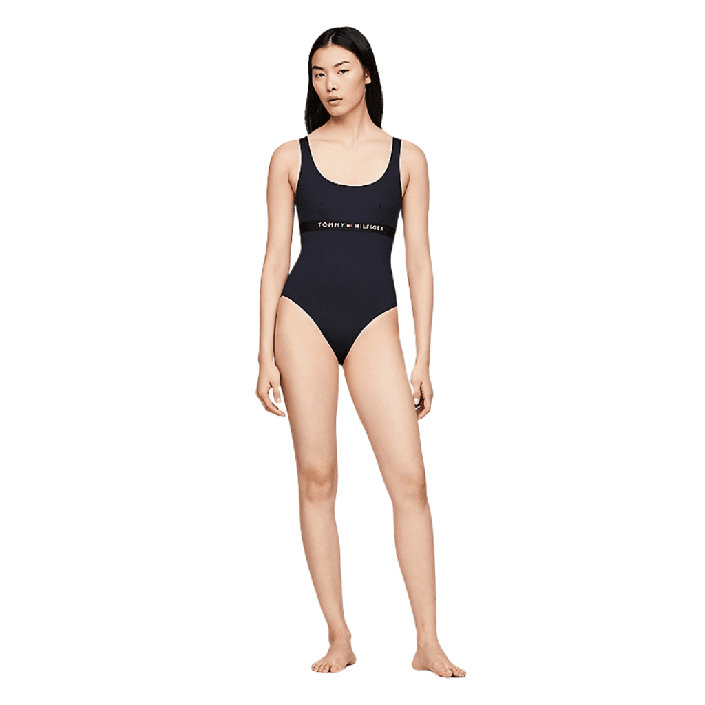 Tommy Hilfiger Logo Band One Piece Swimsuit Desert Sky