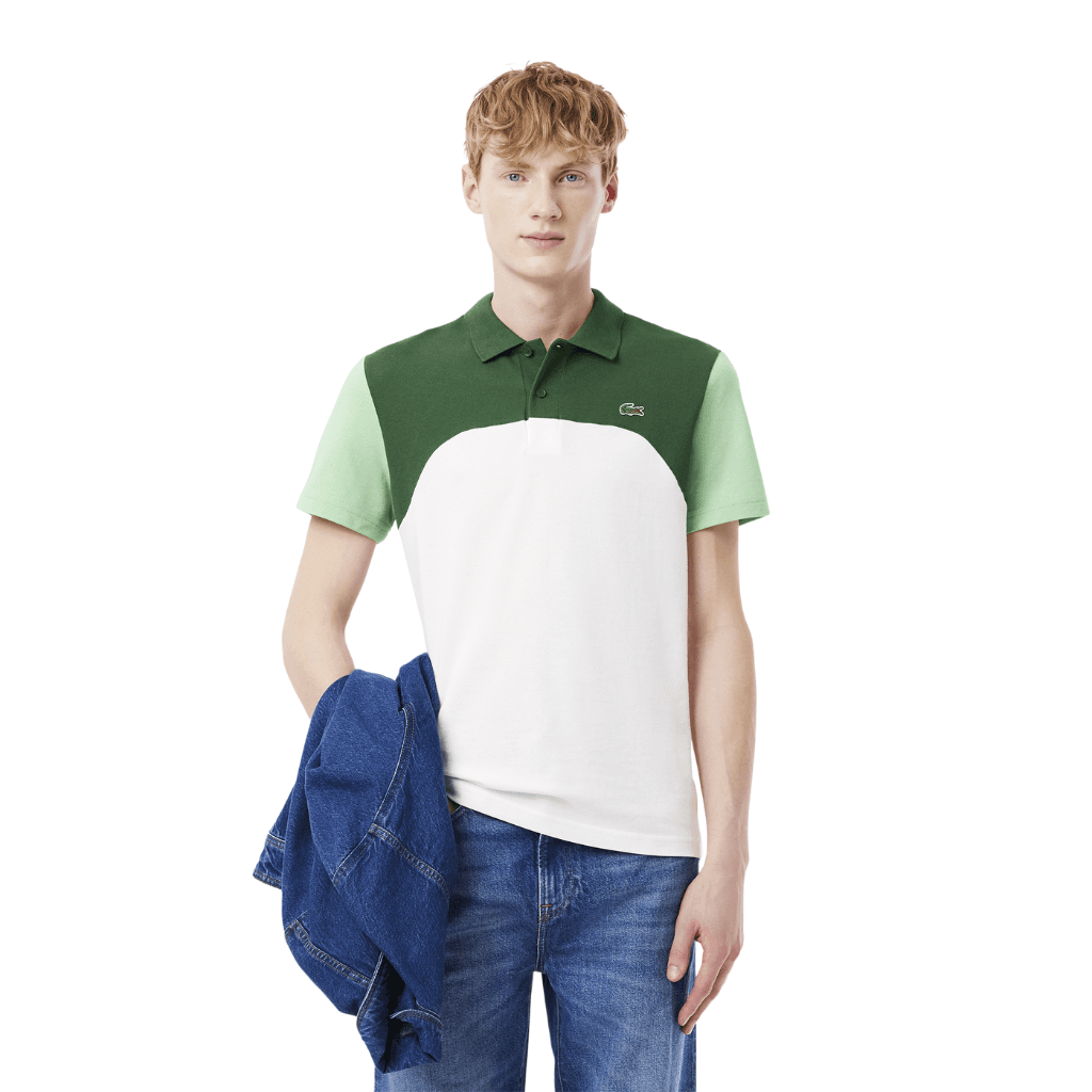 Lacoste L.12.12 Regular Fit Stretch Polo Shirt White/Green-Liamone
