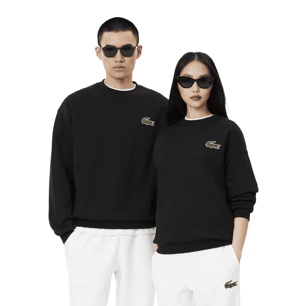 Lacoste Loose Fit Badge Fleece Sweatshirt Black
