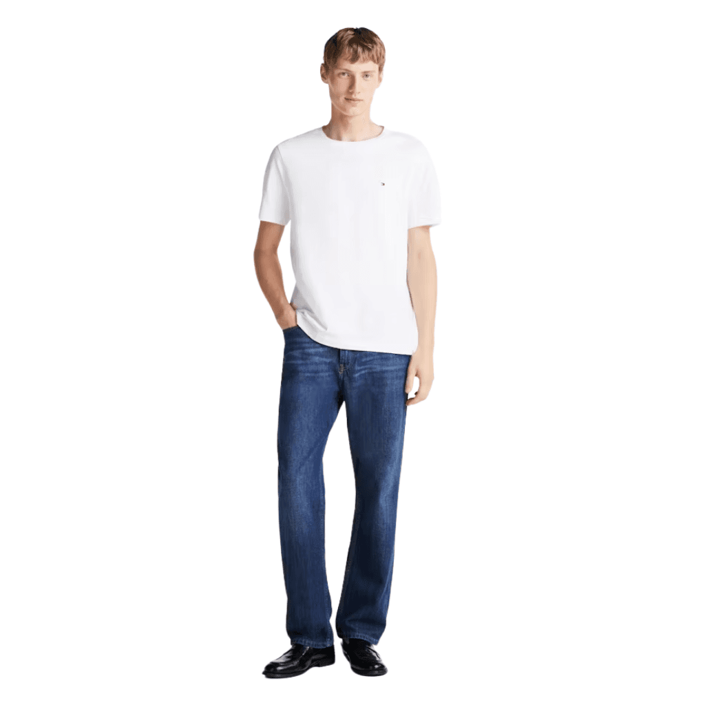 Tommy Hilfiger Flag Embroidered Crew T-Shirt White