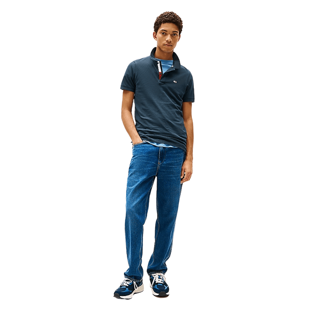 Tommy Jeans Slim Placket Polo Shirt Twilight Navy