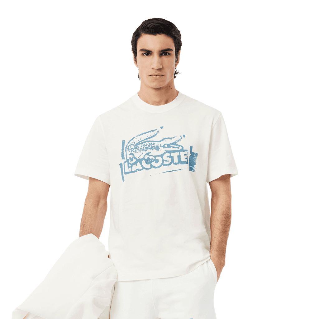 Lacoste Classic Fit Print Jersey T-Shirt Flour/Limestone