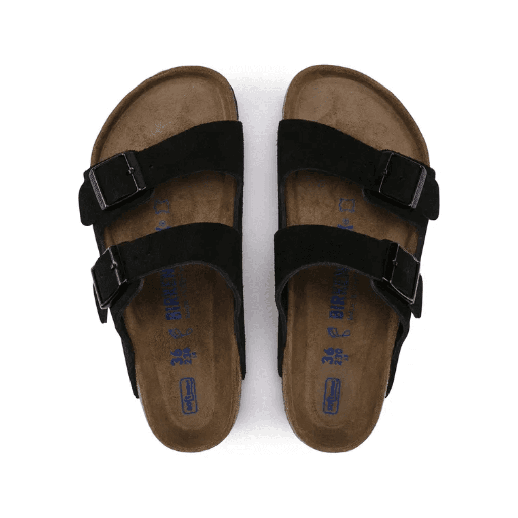 Birkenstock Arizona Soft Footbed Suede Leather Black Narrow